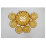 Vintage Bartlett-Collins Amber Glass Bowl Set. Manhattan or St. Genevieve Pattern