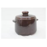Vintage West Bend Stoneware Brown Glaze Bean Pot with Lid