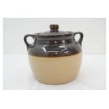 Vintage Monmouth Stoneware Pottery Bean Pot with Lid (chip in lid)