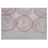 Vintage Sasaki Coronation Pink Wine Glasses 12ct; 3ct smaller sized glasses
