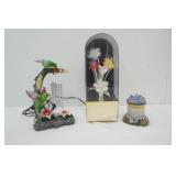 Fiber Optic Flower Light, Bird Wind Chime Statue, Candle Holder