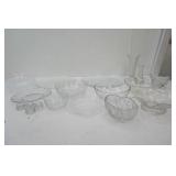 Vintage Crystal & Pressed Glass Pieces. Fenton Beaded Bowl, Manhattan Serving Bowl, and more