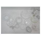 Vintage Crystal & Pressed Glass Pieces. Fenton Beaded Bowl, Manhattan Serving Bowl, and more