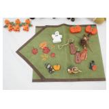 Fall Decor, Wooden, Resin, Wreath, Plush Bear Pilgrims