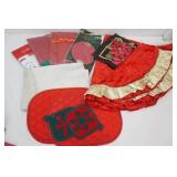 Holiday & Christmas Linens. Tree Skirt, Table Cloths and More
