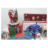 Holiday Decor. New & Used. Animated Santa, LED Solar Powered Globe Path Lights, Snowflake Icicle Lights, Wreath and More