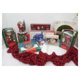Holiday Decor. New & Used. Animated Santa, LED Solar Powered Globe Path Lights, Snowflake Icicle Lights, Wreath and More