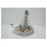 Vintage Fishing Line Christmas Tree Display. Skate Rink, Park Scene. Light-Up Decor. 16" tall