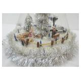 Vintage Fishing Line Christmas Tree Display. Skate Rink, Park Scene. Light-Up Decor. 16" tall