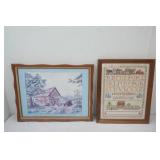 Vintage Framed Needlework Sampler w/Alphabet, Framed Print by Kay Lamb Shannon