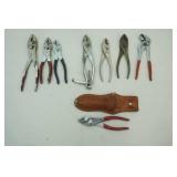 Hand Tools: Variety of Pliers, leather belt plier holder