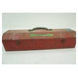 Vintage Red Metal Tool Box and Contents