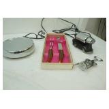 Vintage Oster Massager, Vintage Warming Plate, Vintage Regent Sheffield Carving Knife and Fork Set