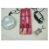 Vintage Oster Massager, Vintage Warming Plate, Vintage Regent Sheffield Carving Knife and Fork Set