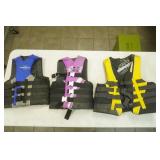 3ct Life Jackets. Adult Sized L, XL, S