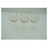 Vintage Sasaki Coronation Pink Wine Glasses 12ct; 3ct smaller sized glasses