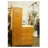 Vintage Locker Cabinet with 4 drawers & countertop 34"x 19"x 5