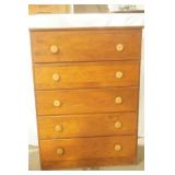 Vintage 5 drawer wooden dresser