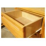 Solid Oak Chest of Drawers 65"x16.5"x 30" & Tri-Fold Mirror (28"-14"-14")
