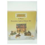 Vintage Easter Music Box Egg Figurine, Vintage Lighted Fall Village House and Figurines