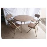 Vintage Round Card Table 39.5" diameter  and 4 Padded Folding Chairs