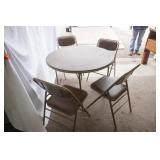Vintage Round Card Table 39.5" diameter  and 4 Padded Folding Chairs