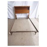 Vintage Wooden Twin Size Headboard and Metal Bed Frame and wheels