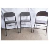3ct Folding Chairs (2 match & are padded, 1 is brown metal)