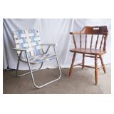 Wooden Dining Room Chair & Folding Lawn Chair