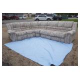 La-Z-Boy Sectional Recliner Couch. With 1 recliner, 1 drawer, 1 fold down table, and  Hide-a-bed.