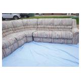 La-Z-Boy Sectional Recliner Couch. With 1 recliner, 1 drawer, 1 fold down table, and  Hide-a-bed.