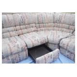 La-Z-Boy Sectional Recliner Couch. With 1 recliner, 1 drawer, 1 fold down table, and  Hide-a-bed.