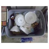 3 bins of assorted house wares. As shown. Entry bench setee. As shown. CASH ON SITE ONLY. PICKUP IS TUESDAY MAY 26TH FROM 11 AM TO 4 PM ONLY. THERE IS NO OTHER OPPORTUNITY TO PICK UP YOUR ITEM THAN TH