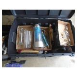 2 bins & 1 box of assorted household. As shown. CEntry bench setee. As shown. CASH ON SITE ONLY. PICKUP IS TUESDAY MAY 26TH FROM 11 AM TO 4 PM ONLY. THERE IS NO OTHER OPPORTUNITY TO PICK UP YOUR ITEM 
