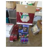 Inflatable holiday decorations. As shown. Entry bench setee. As shown. CASH ON SITE ONLY. PICKUP IS TUESDAY MAY 26TH FROM 11 AM TO 4 PM ONLY. THERE IS NO OTHER OPPORTUNITY TO PICK UP YOUR ITEM THAN TH