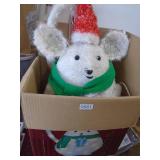 Inflatable holiday decorations. As shown. Entry bench setee. As shown. CASH ON SITE ONLY. PICKUP IS TUESDAY MAY 26TH FROM 11 AM TO 4 PM ONLY. THERE IS NO OTHER OPPORTUNITY TO PICK UP YOUR ITEM THAN TH