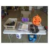 Tools & tarp. As shown. Entry bench setee. As shown. CASH ON SITE ONLY. PICKUP IS TUESDAY MAY 26TH FROM 11 AM TO 4 PM ONLY. THERE IS NO OTHER OPPORTUNITY TO PICK UP YOUR ITEM THAN THIS TIME & REGARDLE