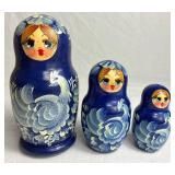 Yellow & Blue Floral Porcelain Décor plus Russian Nesting Dolls