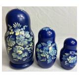 Yellow & Blue Floral Porcelain Décor plus Russian Nesting Dolls