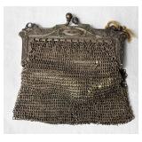 Antique German Silver Chainmail Mesh Small Purse