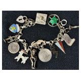 Vintage Charm Bracelet with Souvenir and Personalized Sterling Silver Charms