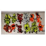 Bucket of 12 Ratchet Straps of Various Sizes and Lengths