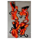 Bucket of 12 Ratchet Straps of Various Sizes and Lengths