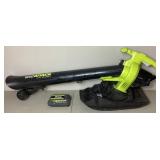 Cordless Ryobi Vac Attack Leaf Mulcher Model RY40405 5Amp with 40V Lithium Ion Battery