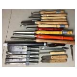 Lathe Collection - Wood Lathe and Turning & Measuring Tools, Chisels, Chisel Tips and Calipers