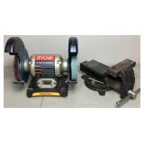 Ryobi 6" Bench Grinder and 6" Bench Vise