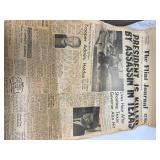President Kennedy Assassination Newspapers from The Flint Journal