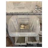 Wire 7 Shelf Rack with Storage Bins and 3 Shelf Wire Push Cart