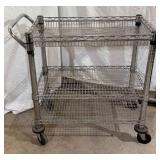 Wire 7 Shelf Rack with Storage Bins and 3 Shelf Wire Push Cart