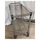 Wire 7 Shelf Rack with Storage Bins and 3 Shelf Wire Push Cart